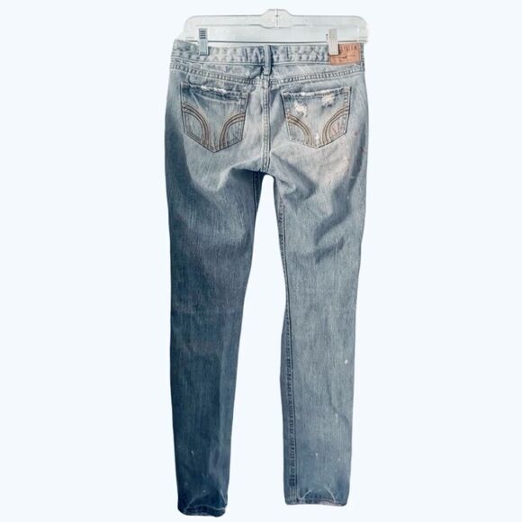 Hollister Light Wash Paint Splattered Distressed Jeans Size 1R - Picture 8 of 12